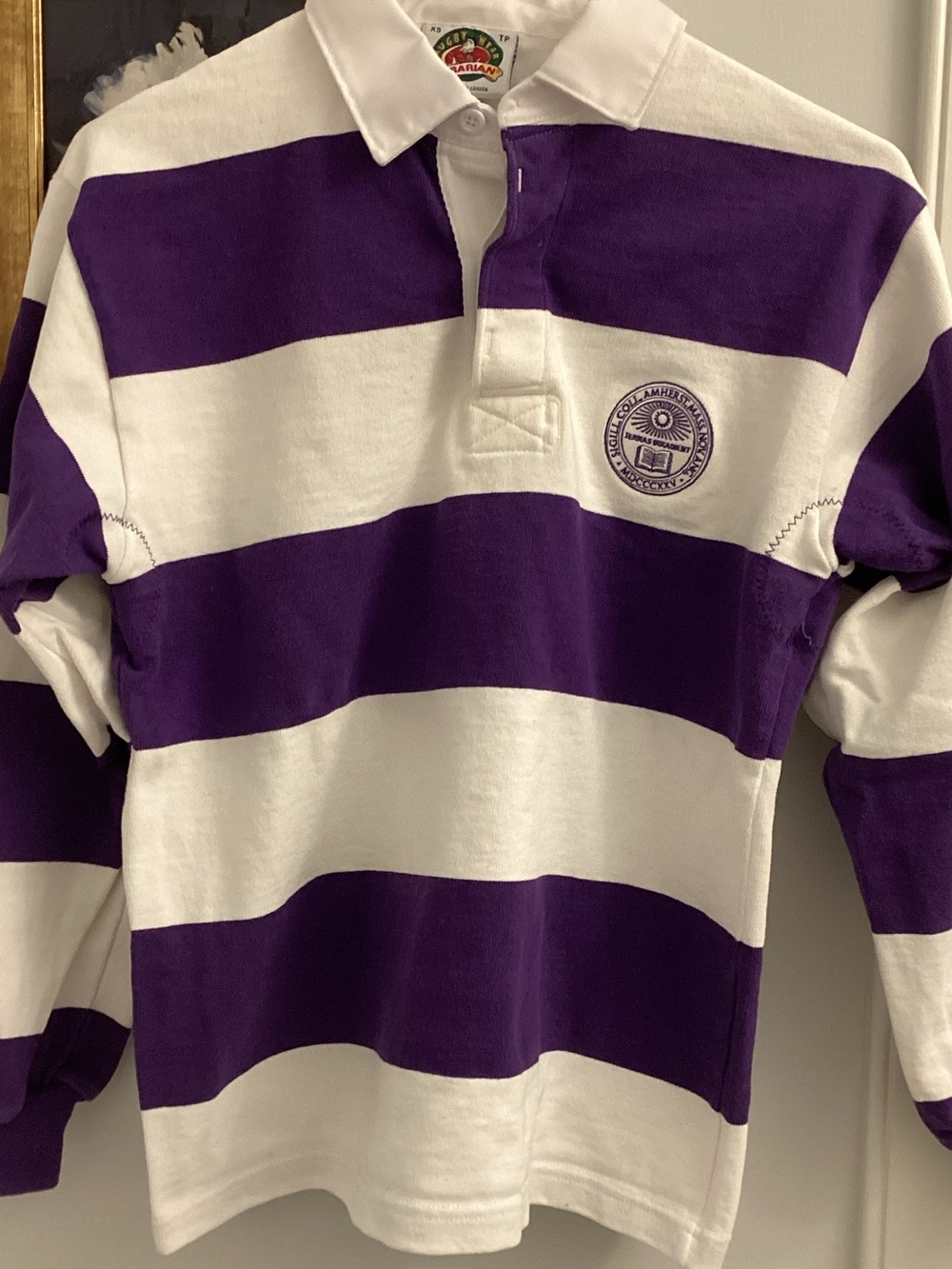 Amherst College Classic Rugby Shirt - White & Purple Stripes